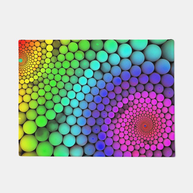 Colour Swirl Rainbow Modern Sphere Pattern Doormat (Front)