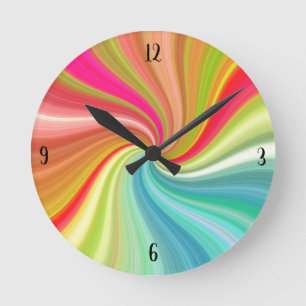 Colour Swirl Rainbow Twist with Numerals Round Clock
