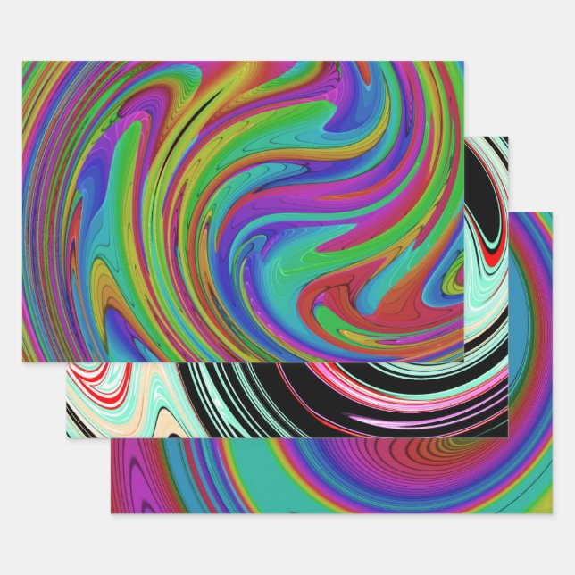 colour swirl wrapping paper sheet (Set)