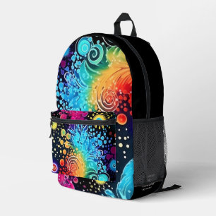 Colour Swirls and dots custom owner name Printed Backpack