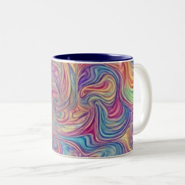 Colour Swirls  Two-Tone Coffee Mug (Front Right)