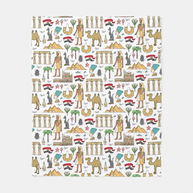 Colour Symbols of Egypt Pattern Fleece Blanket (Front)