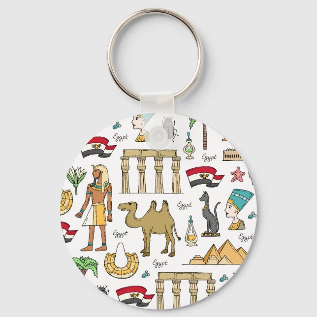 Colour Symbols of Egypt Pattern Key Ring (Front)