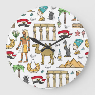 Colour Symbols of Egypt Pattern Large Clock