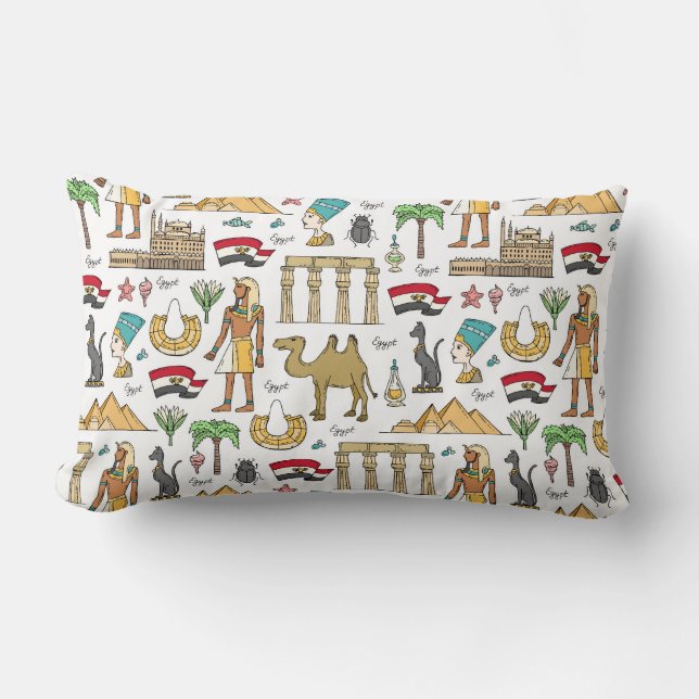 Colour Symbols of Egypt Pattern Lumbar Cushion (Front)