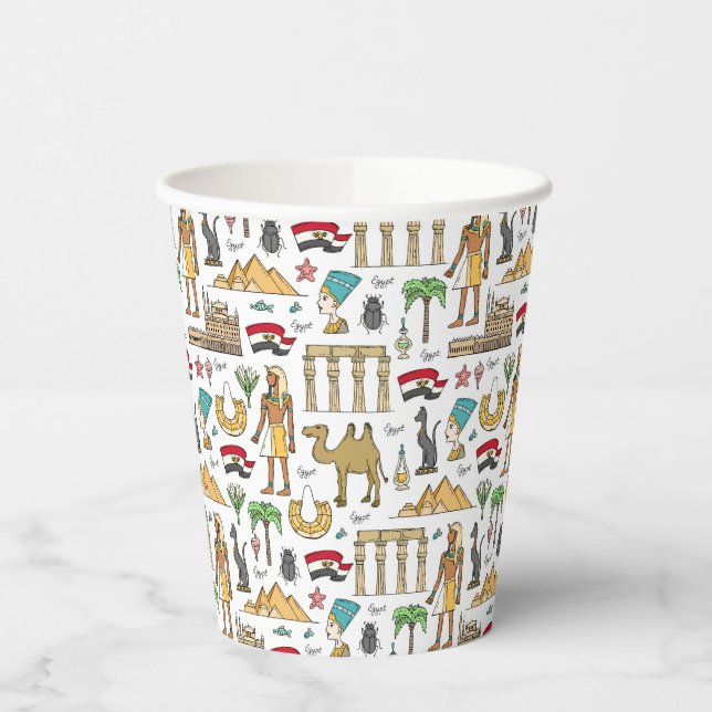 Colour Symbols of Egypt Pattern Paper Cups (Left)