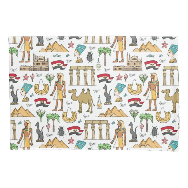 Colour Symbols of Egypt Pattern Pillowcase (Front-Left)
