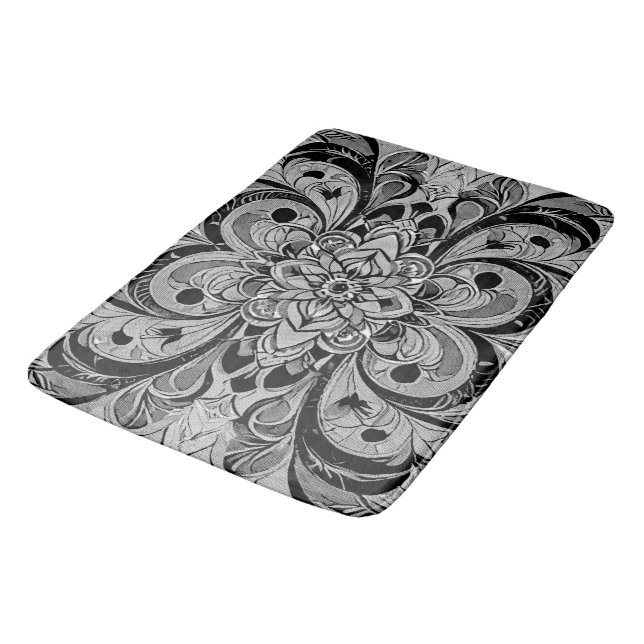 Colour Symphony Mandala – Bold Psychedelic Floral Bath Mat (Angled)