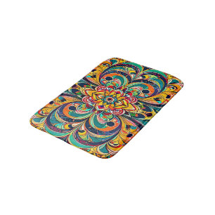 Colour Symphony Mandala – Bold Psychedelic Floral Bath Mat
