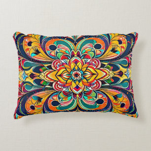 Colour Symphony Mandala – Bold Psychedelic Floral Decorative Cushion