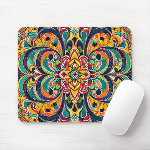 Colour Symphony Mandala – Bold Psychedelic Floral Mouse Mat
