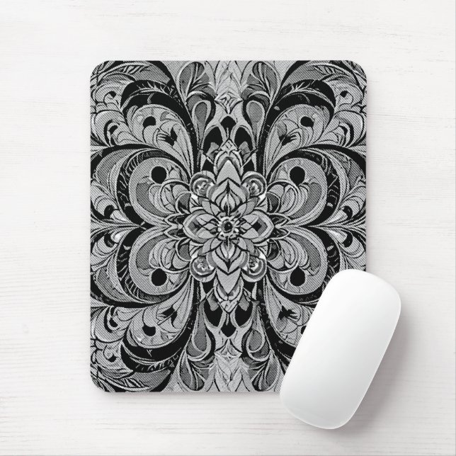 Colour Symphony Mandala – Bold Psychedelic Floral Mouse Mat (With Mouse)