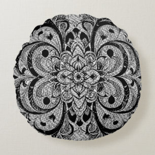 Colour Symphony Mandala – Bold Psychedelic Floral Round Cushion