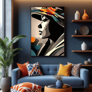 Colour Symphony on Abstract Face Canvas Print