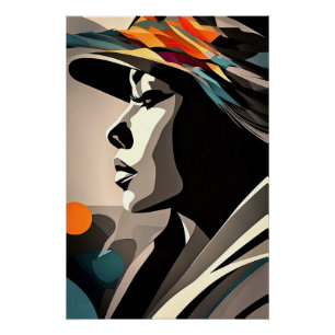Colour Symphony on Abstract Face Poster