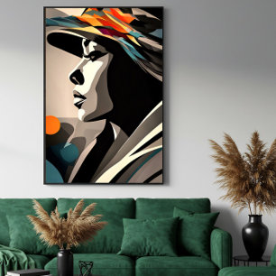 Colour Symphony on Abstract Face Poster