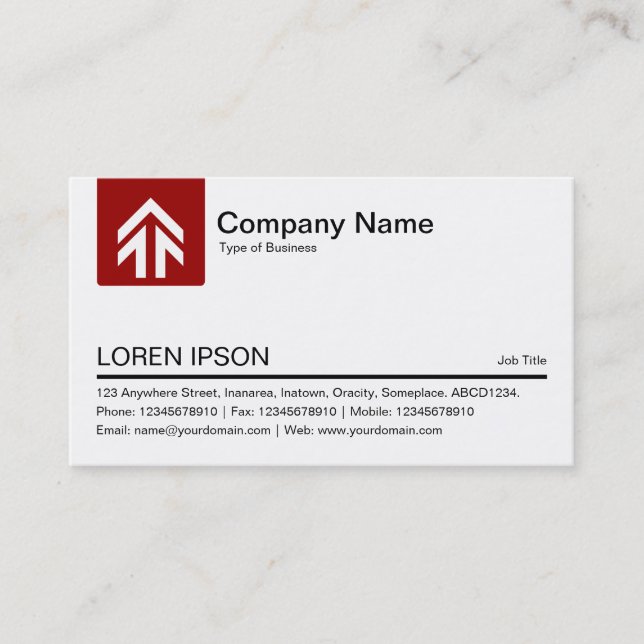 Colour Tab Arrow - Ruby Red Business Card (Front)