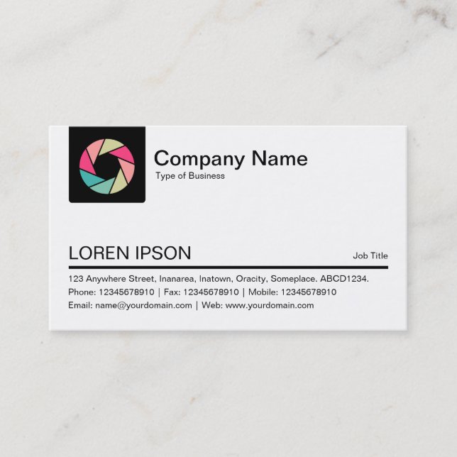 Colour Tab - Black - Colour Aperture symbol Business Card (Front)