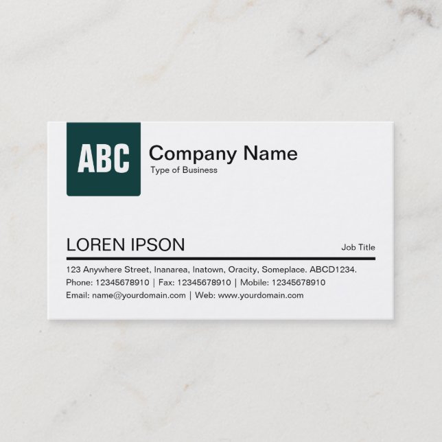 Colour Tab - Dark Moss Green Business Card (Front)