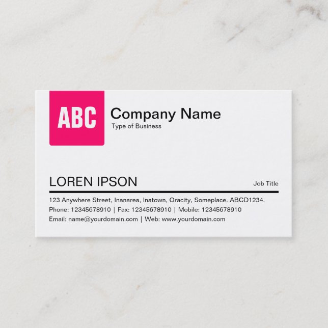 Colour Tab - Neon Red Business Card (Front)