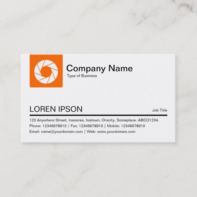 Colour Tab - Orange - White Aperture symbol Business Card (Front)