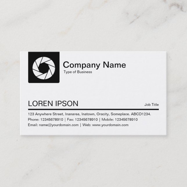Colour Tab - White Aperture Symbol - Black Business Card (Front)