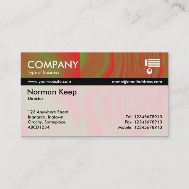 Colour Tex Banded - Red and Green Abstract Business Card (Front)