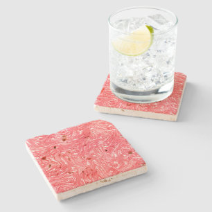Colour texture "pearly strawberry cream" stone coaster