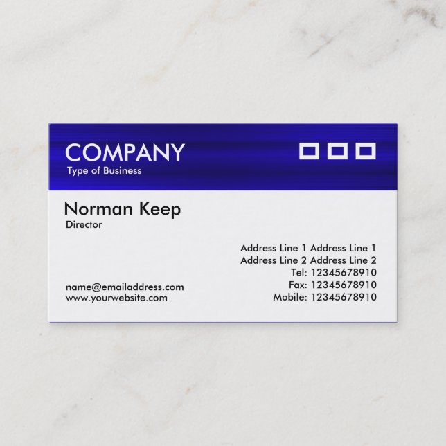 Colour Textured Header - Brushed Deep Blue Business Card (Front)