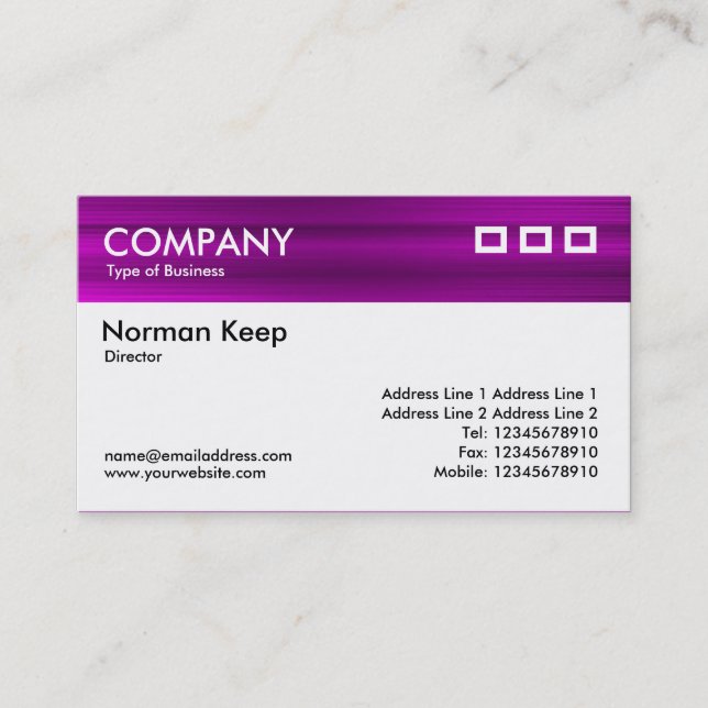 Colour Textured Header - Brushed Magenta Purple Business Card (Front)