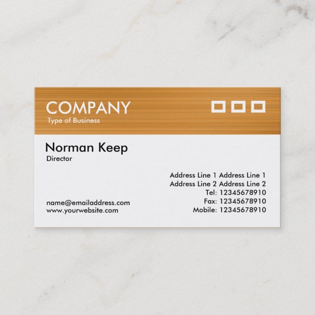 Colour Textured Header - Brushed Ochre Tan Business Card (Front)