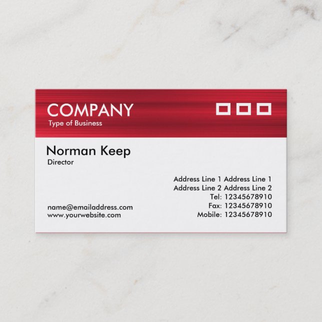 Colour Textured Header - Brushed Red Business Card (Front)