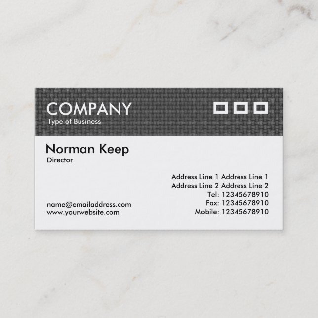 Colour Textured Header - Grey Fabric Business Card (Front)