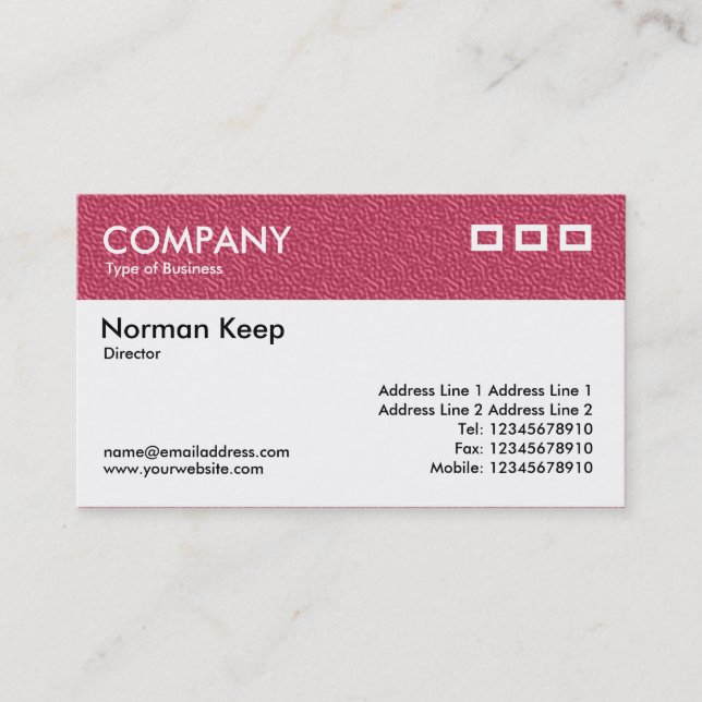 Colour Textured Header - Maroon Embossed Tex Business Card (Front)