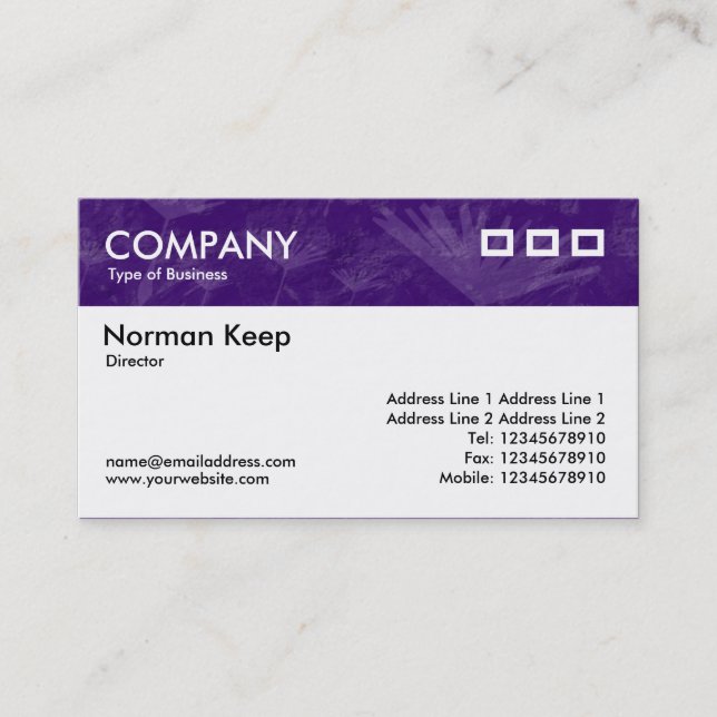 Colour Textured Header - Purple Earth Business Card (Front)