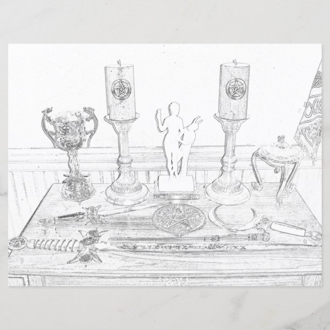 Colour the Altar Wicca Colouring Page Paper (Front)