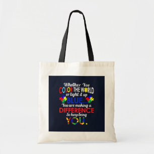 Colour The World or Light It Blue Autism Awareness Tote Bag
