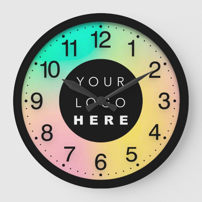 Colour Therapy Holographic Custom Logo Large Clock (Front)