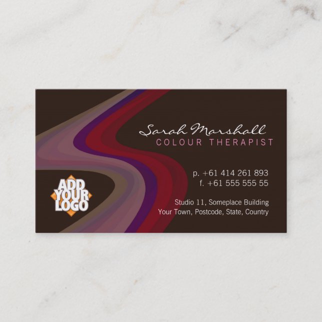 Colour Therapy Waves with Logo Business Card (Front)