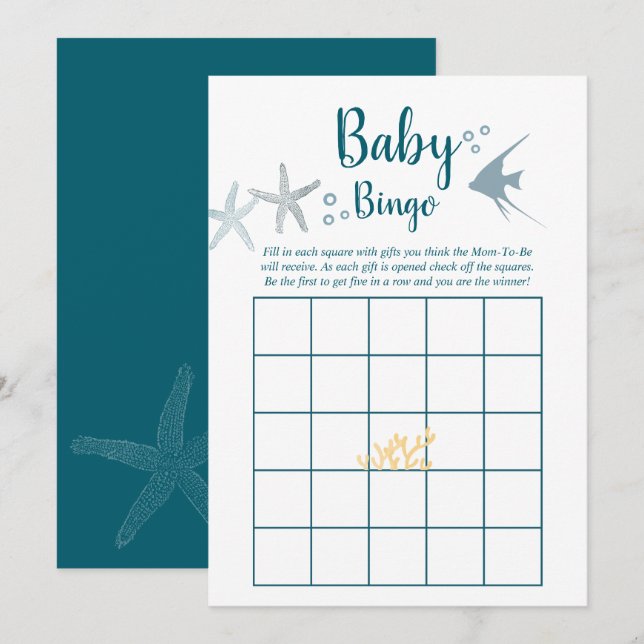 Colour trend Under the Sea Baby Shower Bingo Invitation (Front/Back)