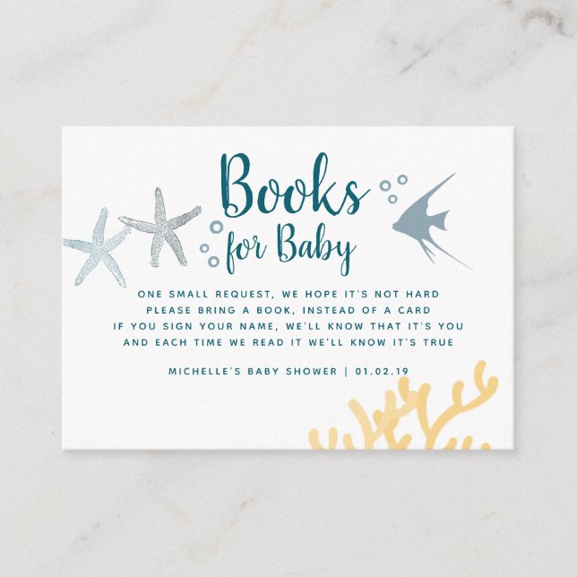 Colour trend Under the Sea Baby Shower Book Reques Enclosure Card (Front)