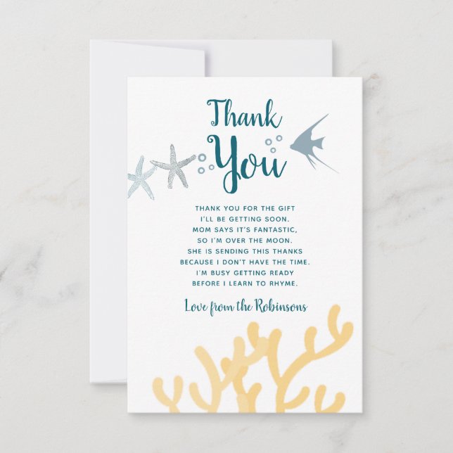 Colour trend Under the Sea Baby Shower Thank You (Front)