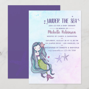 Colour trend Under the Sea Ocean themed Baby Showe Invitation