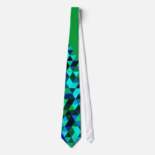 Colour Triangles Pattern Greeb Blue Tie
