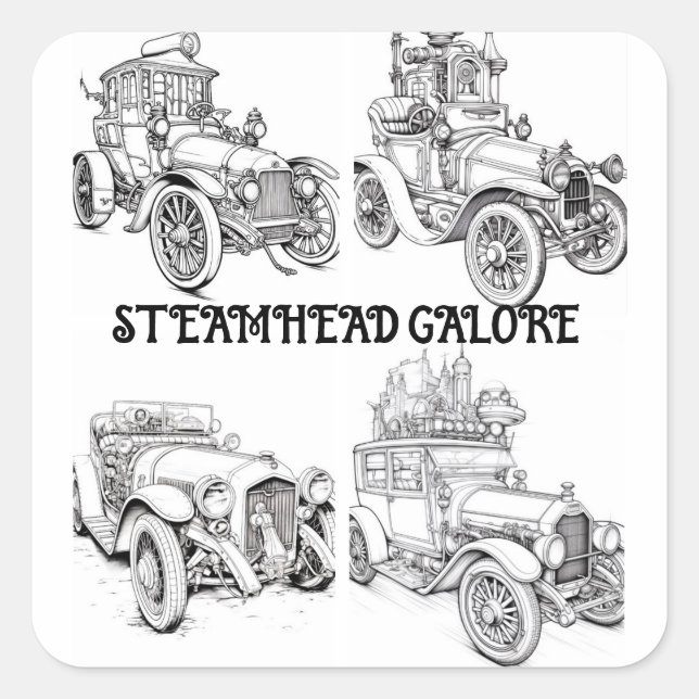 Colour T's Steamhead Galore Colouring In Craft Square Sticker (Front)