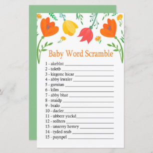 Colour tulips Baby word scramble game