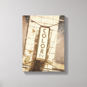 Colour TV Motel Sign Retro Canvas
