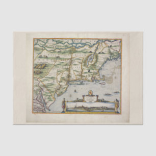 Colour Vintage Europe North Sea Old World Map Tissue Paper