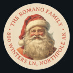 Colour Vintage Santa Christmas Address Classic Round Sticker<br><div class="desc">Customise for your christmas gifts or use as address labels. Artwork made with ai and photoshop.</div>