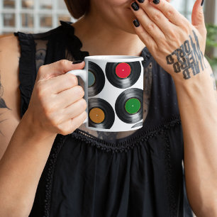 colour vinyl records pattern coffee mug